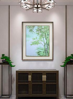 ZH022竹节报平安新中式壁画茶书房挂画玄关装铜室饰画节高升竹子