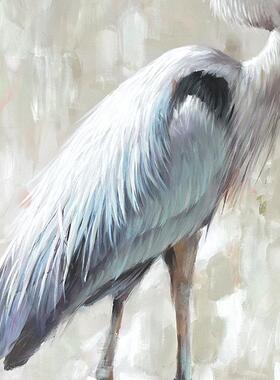 手绘油鹤画美式法式欧洲挂画奢客厅动JA240006沙轻发高档物玄关餐