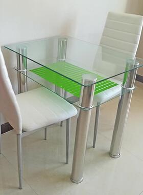 W钢洽化双玻璃餐桌家用层长方形小户型F755MM85不锈钢谈桌9吃饭桌