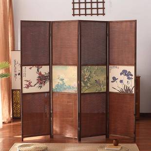 屏卧风厂家编松木居框架竹新中式 酒店家办公ION屏风隔断书房室