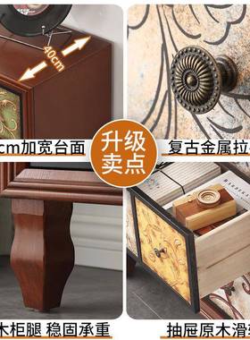 实木斗美式彩ZG-77046绘复抽柜屉收纳置古物柜客厅大容阳台储物柜