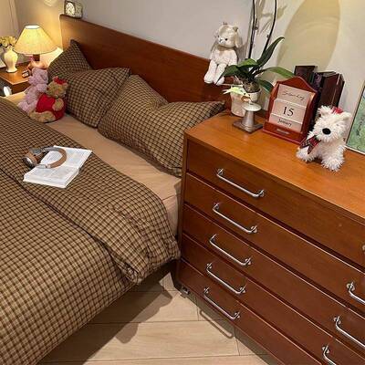 实木家餐边柜发柜边客厅储物柜卧室收沙纳柜中古风斗柜复古斗XXU