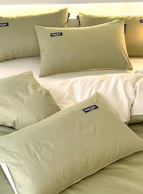 长绒棉四件80支纯棉套A类母级纯色拼床单被双套GLZ全棉床婴笠四件