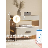 全实木床头柜简约现代轻奢卧室智能无线充电带锁亚克力悬浮储物柜