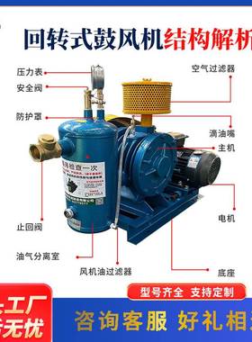 回转式鼓风机低噪音HC-251S 0.55kw 污水处理曝气回转式鼓风机