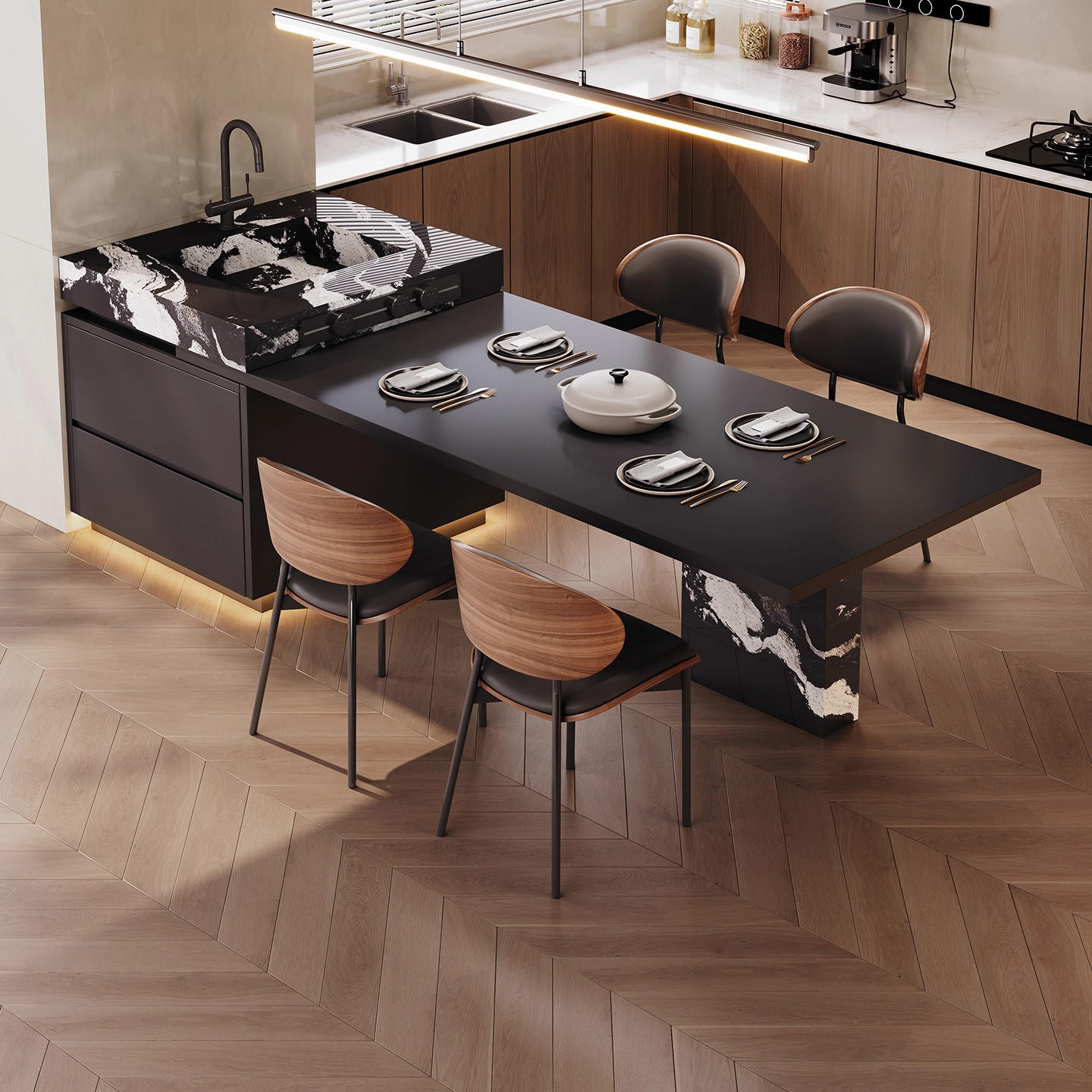 岩板岛台可定制不锈钢家用小户型