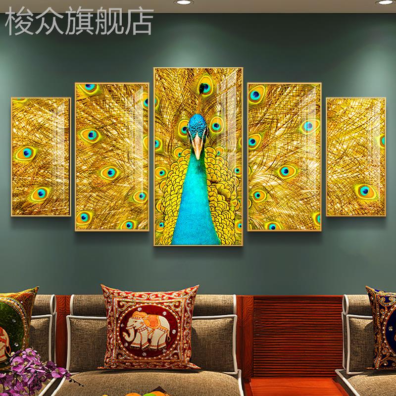 云南文化背景墙孔雀挂画民宿装饰画东南亚风格壁画傣族墙面装饰品图片