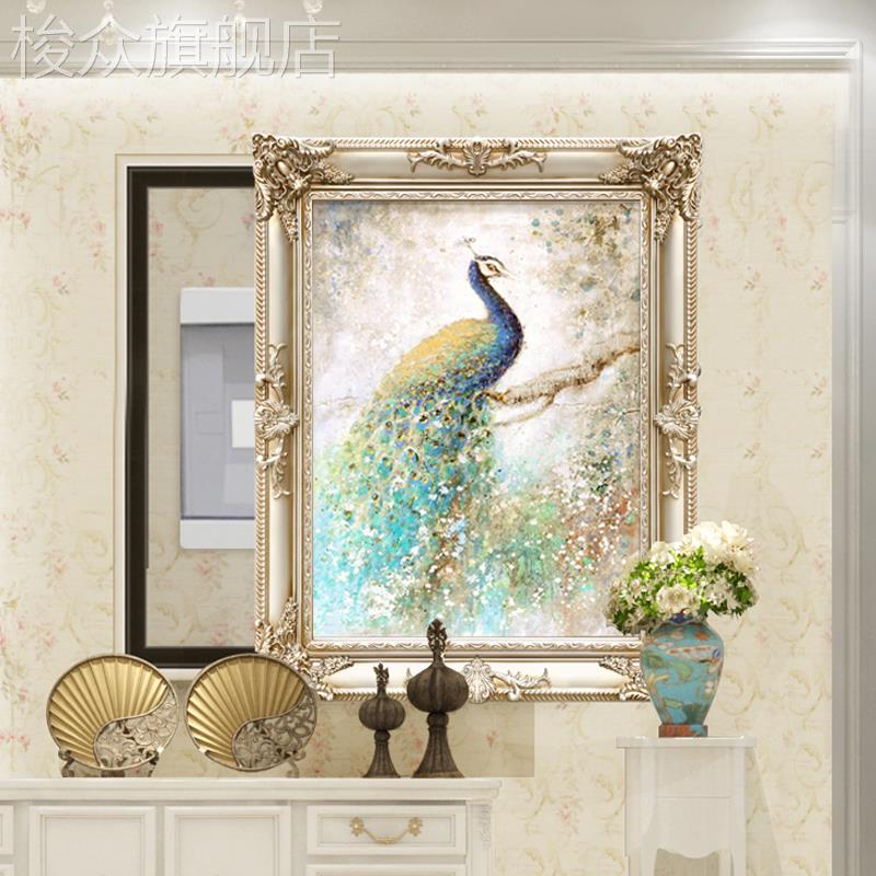 电表箱装饰画遮挡箱挂画孔雀画开关电闸盒空开箱欧式油画图片