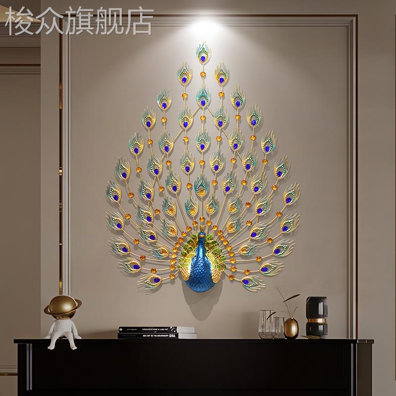 欧式创意轻奢大气孔雀开屏装饰画客厅挂画走廊过道玄关高级感壁画图片