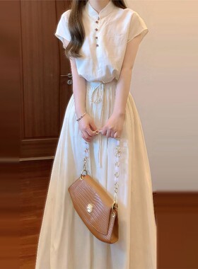 Jody新中式国风超好看温柔气质短袖上衣a字半身裙大方得体两件套