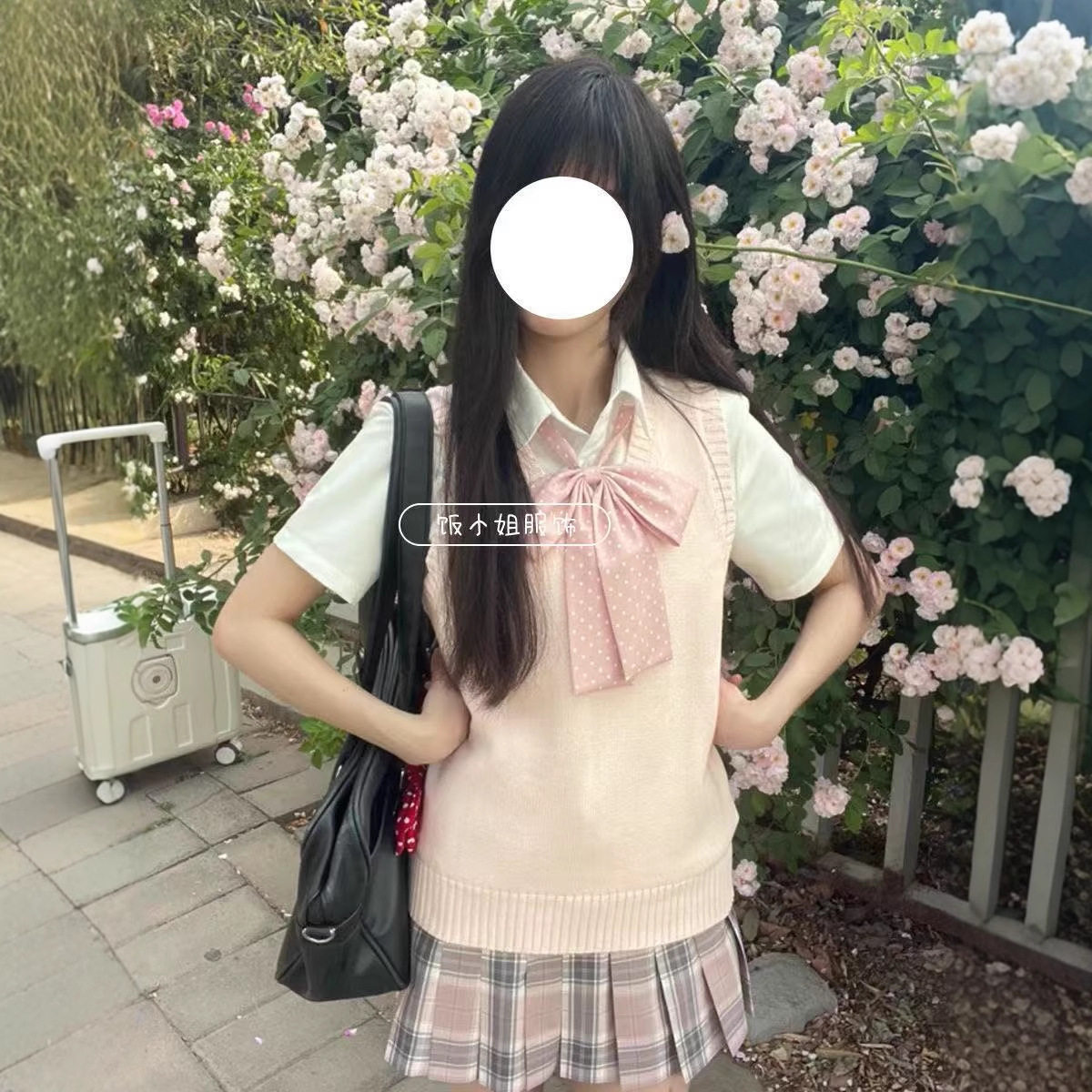 jk制服套装正版原创蓝色格子裙日系校供感高腰百褶裙狗短半身裙夏