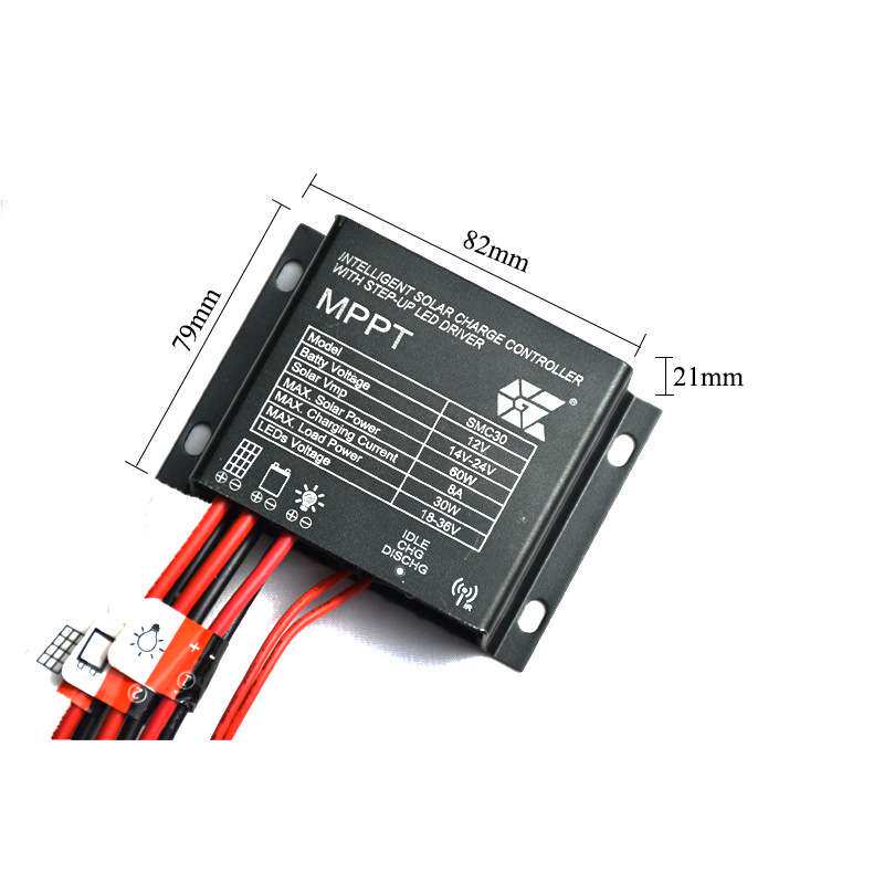 SMC30MPPT太阳能控制器12/24V自动识别8A充电30W升压恒流户外专用
