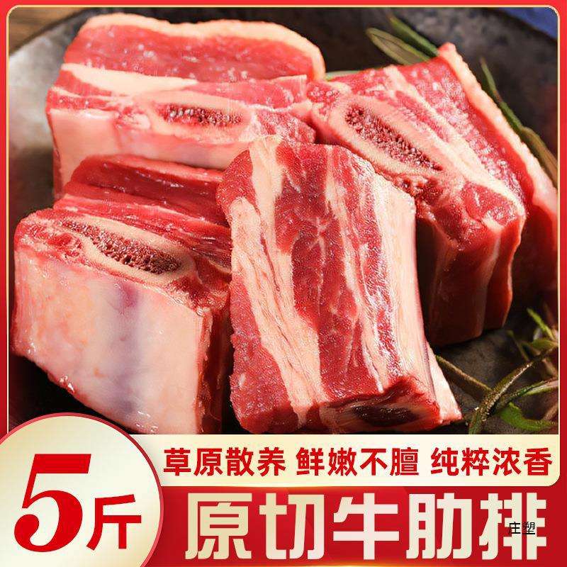 原切牛肋排精修冷冻牛排骨产鲁西黄牛牛肉牛骨头带肉5斤