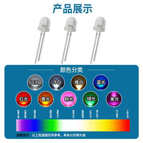 F8/8mmled圆头白发透明红蓝黄翠绿白橙粉紫冰蓝长脚直插LED高亮灯