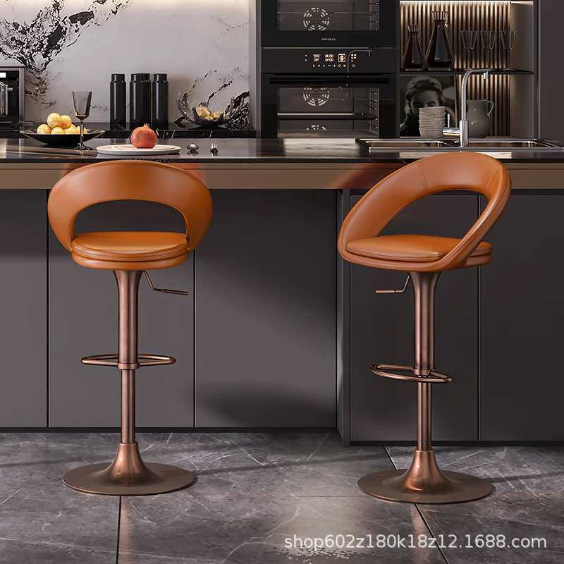 吧台椅升降旋转靠背轻奢意式极简美式中岛台椅子家用设计师款7369