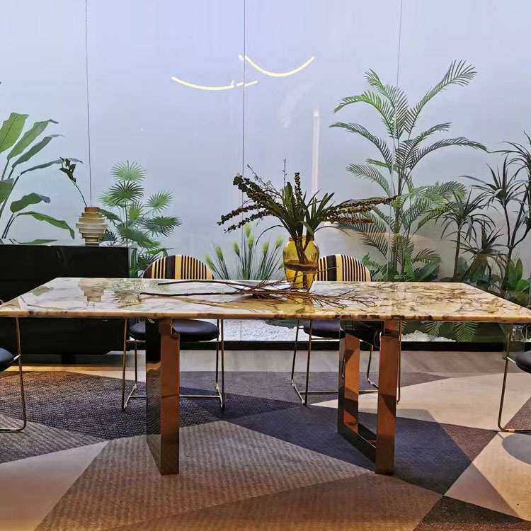现代简约轻奢极简餐桌超晶石大理石吃饭桌子彩晶石微晶石饭台