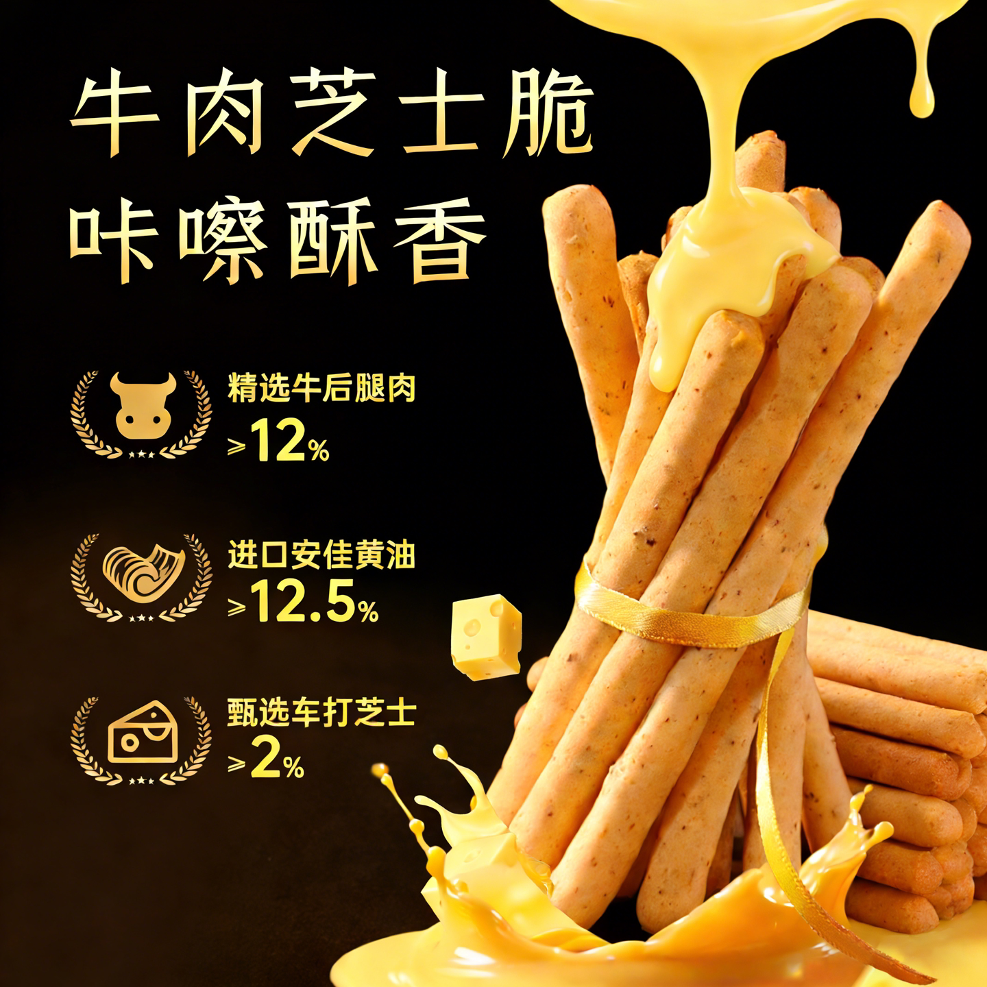 新西兰进口黄油芝士牛肉脆咸香酥脆手指饼干追剧解馋高端零食礼盒