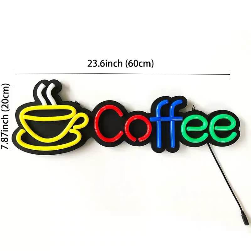 现代装饰超高亮咖啡厅霓虹灯广告牌LED COFFEE咖啡店营业中灯牌