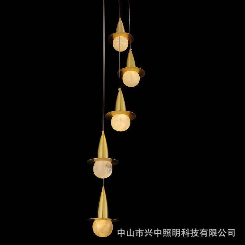 loft挑空长吊灯楼梯吊灯别墅旋转轻奢灯具复式楼客厅灯高档水晶灯