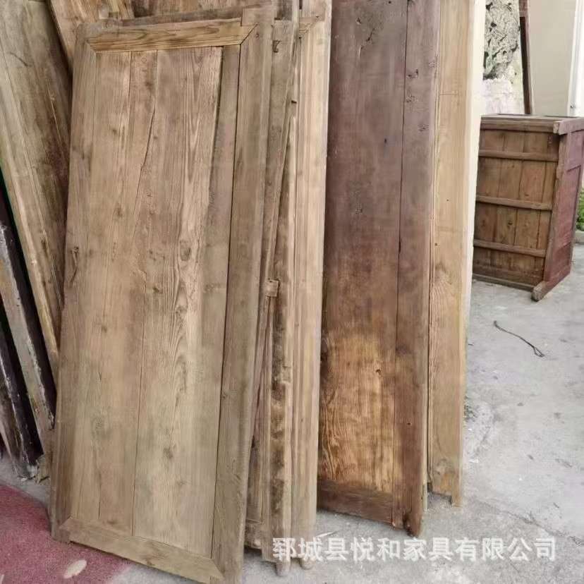 老榆木吧台板实木大板桌面板原木旧木板风化复古门板民宿茶桌面板