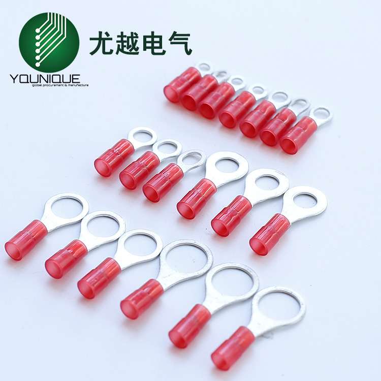 尼龙绝缘护套圆形接线端子RV环形铜线鼻子冷压端子RVN1.25