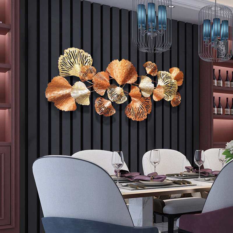 壁挂床头新款卧室墙面装饰壁饰客厅银杏叶现代挂件铁艺室内装饰品