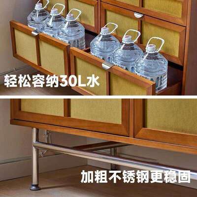 简约中古风全实木餐边柜储物柜一体靠墙小户型岩板茶水柜酒水柜子