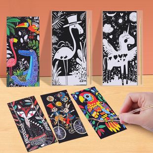 画夜景城市解压画纸刮礼物彩色夜景制作玩具diy刮刮学生刮画手工