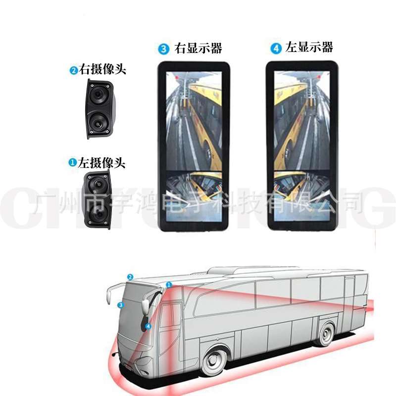 客车货车12.3寸电子后视盲区专用高清双目车载监控盲区左右侧视