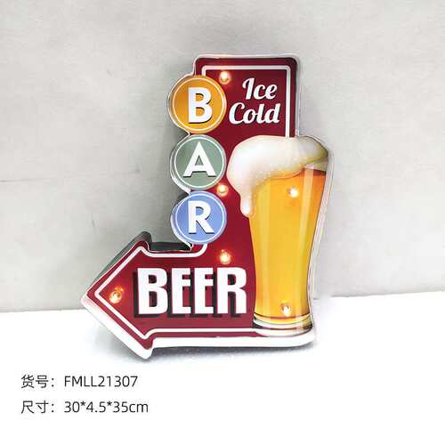 美式复古铁艺壁饰灯牌LED灯指示牌箭头指示牌酒吧咖啡店铺导向牌