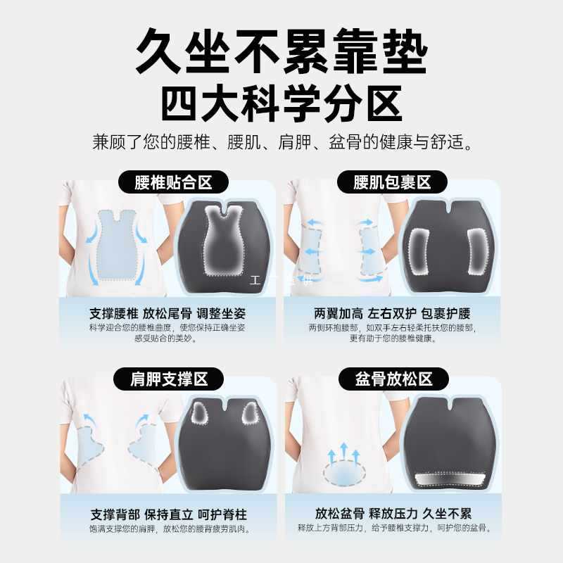 ft温眠坐垫靠垫一体办公室久坐护腰椅垫护臀屁股垫记忆棉美臀垫