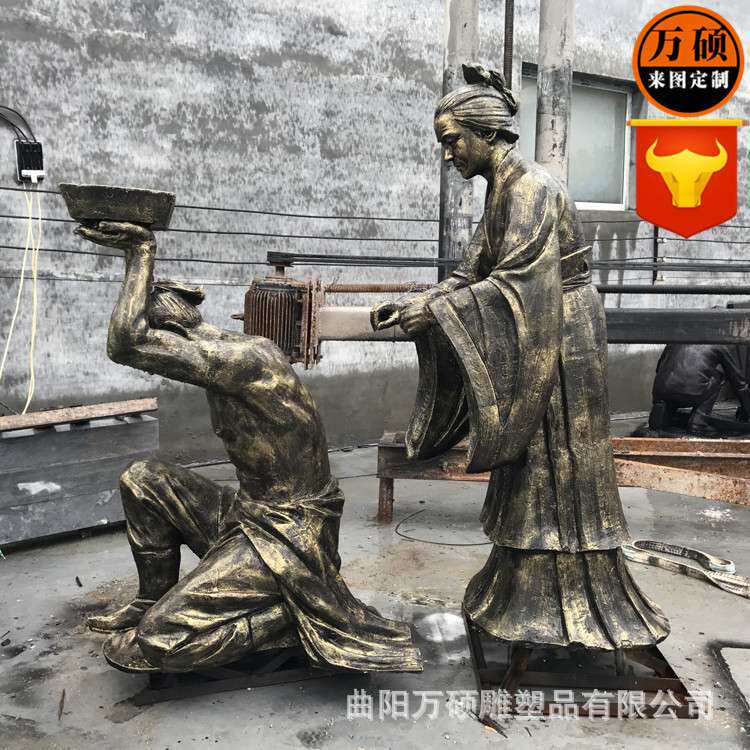 玻璃钢成语故事雕塑小品 岳母刺字岳飞精忠报国人物雕塑摆件