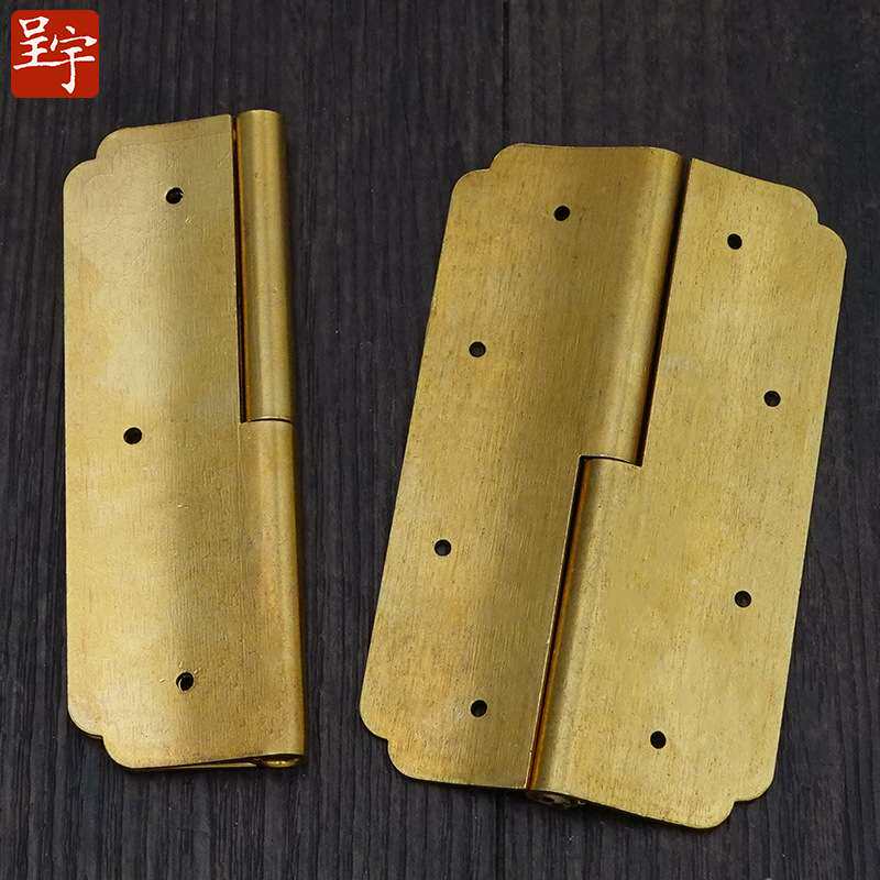 呈宇中式博古龙仿古纯铜顶箱柜书柜铜配件套件博古架合页直条拉手