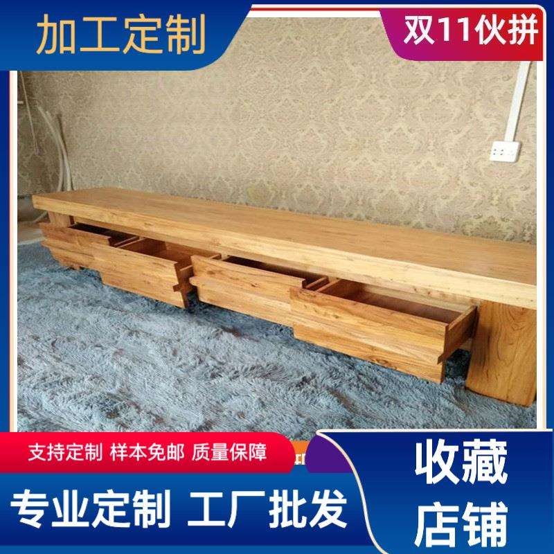 厂家直销老榆木视听柜韩式简约式电视柜带抽屉电视柜l老榆木家具