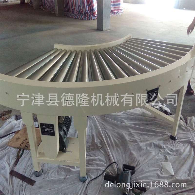 180度动力转弯输送机不锈钢平顶链转弯输送机瓶子铁罐曲线输送机