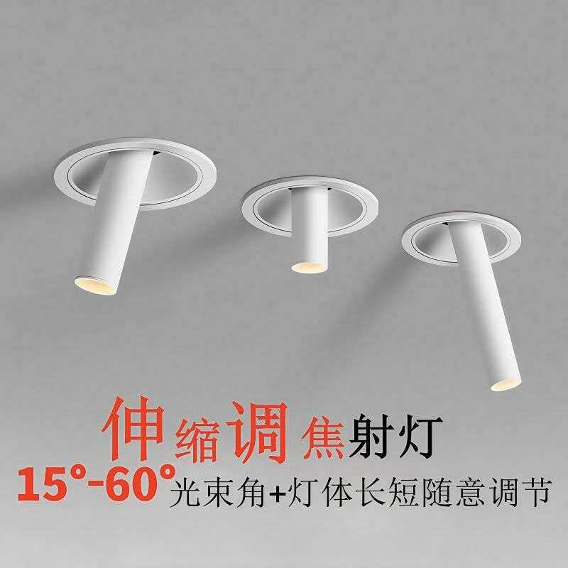 长筒射灯嵌入式重点照明墙画360度旋转调角度设计师餐厅创意长鼻