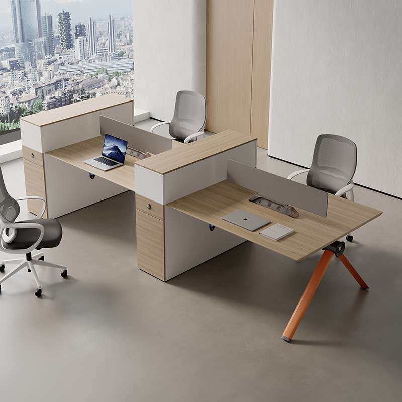现代时尚简约两人四人六人位职员桌财务办公桌员工桌卡座带高柜桌