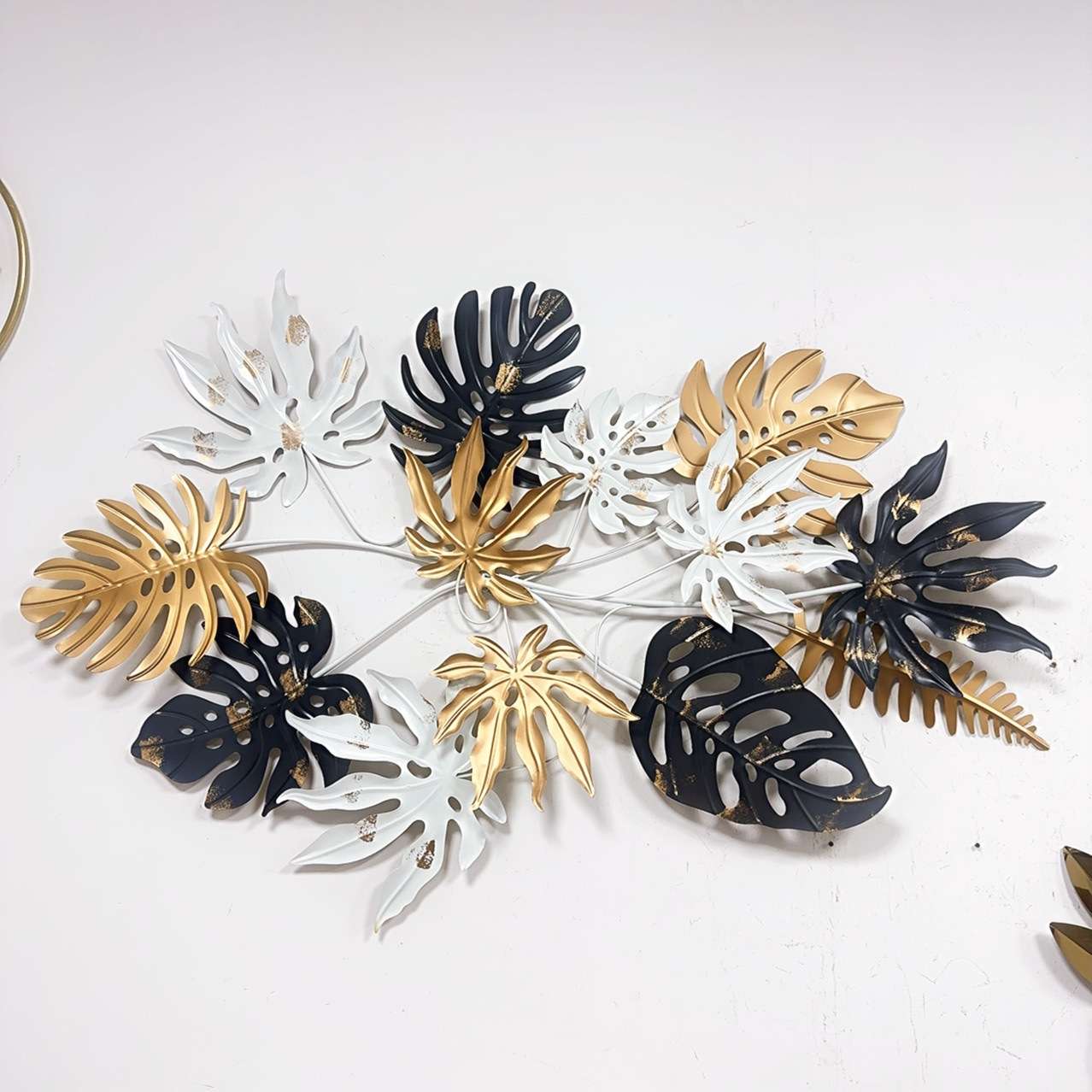 金属仿真压花冲亚配件工艺品墙面挂件跨境植物·龟背竹树叶铁花