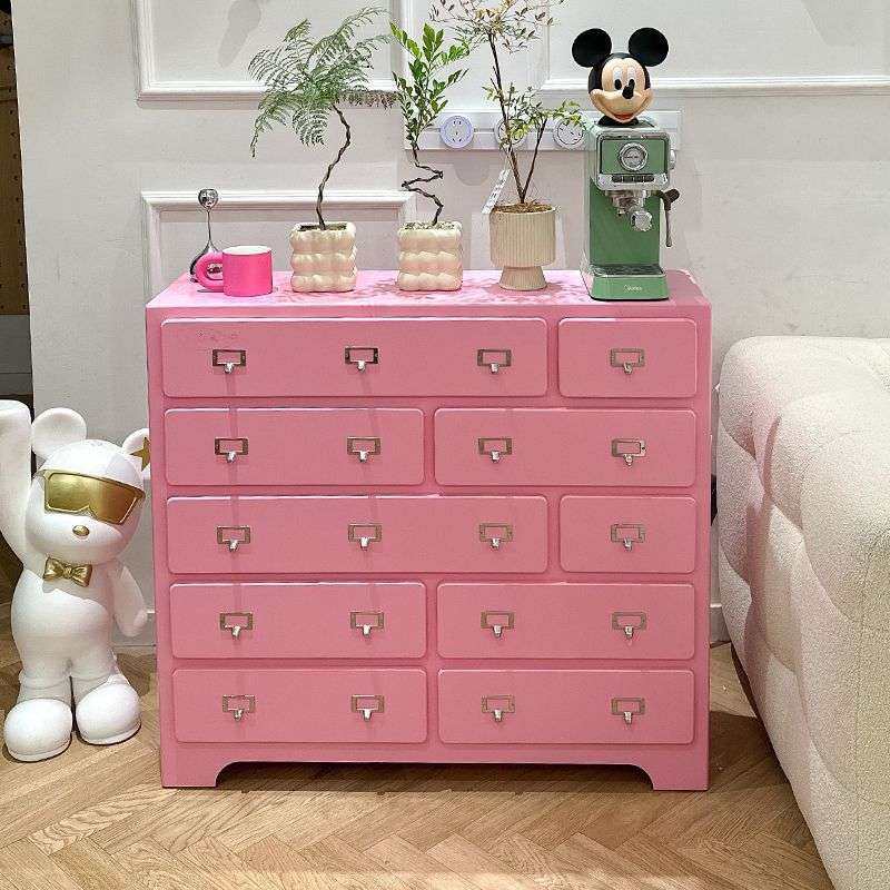多巴胺粉色实木十斗柜简约现代玄关客厅卧室收纳储物柜靠墙抽屉柜,3C数码配件,USB灯,淘宝优惠券,粉丝福利购,淘宝优惠卷