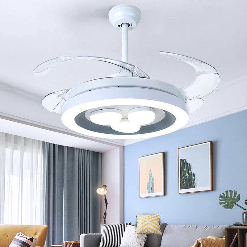 新款客厅隐形北欧吊扇灯餐厅卧室家用简约现代led电风扇灯吊扇灯