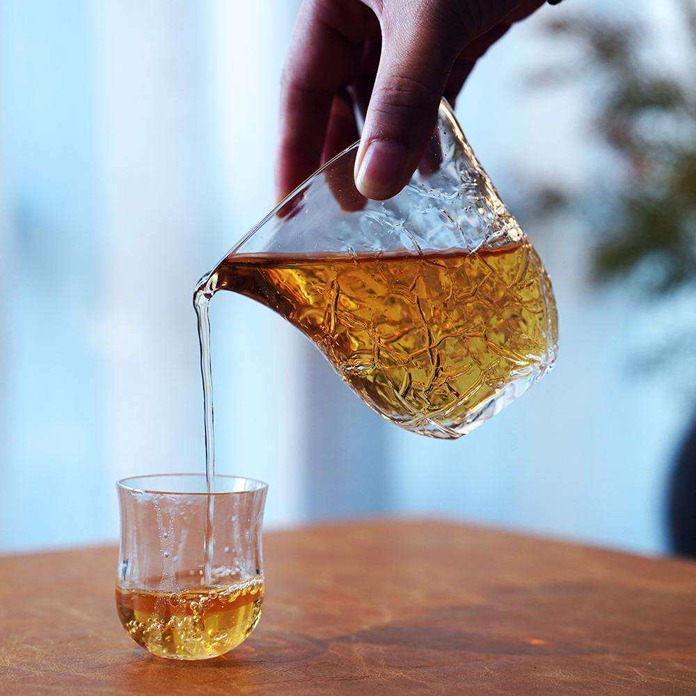 玻心璃语 | 冰裂扁形公道杯 玻璃 茶具 手工匠人 分茶器 透明