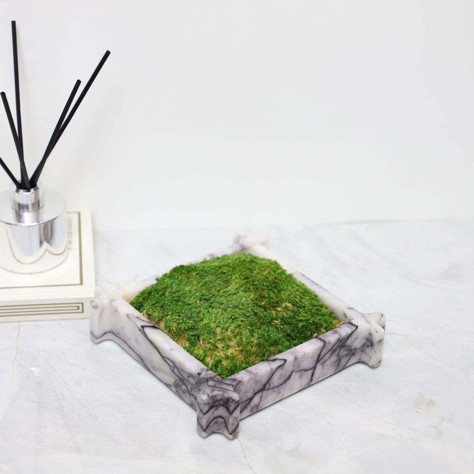 现代简约大理石永生苔藓盆景装饰摆件客厅书房玄关酒店家居装饰品