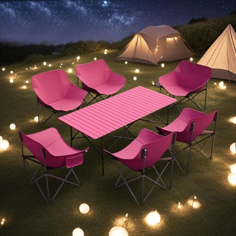 户外公园椅户外折叠桌椅套装便携式露营摆摊装备蛋卷桌月亮椅组合