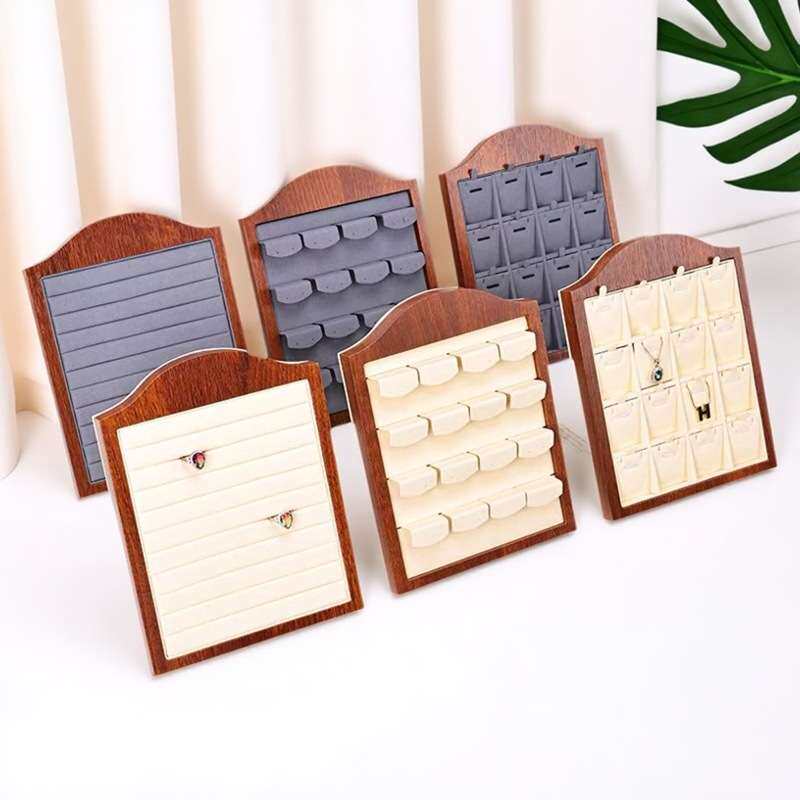 红色木纹皮耳钉展示架挂件耳饰品展示道具耳环展示架珠宝直播道具