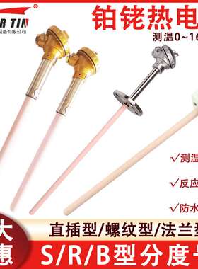 0-1800度高温S型BR测温铂铑热电偶双WRP-130/230耐高温