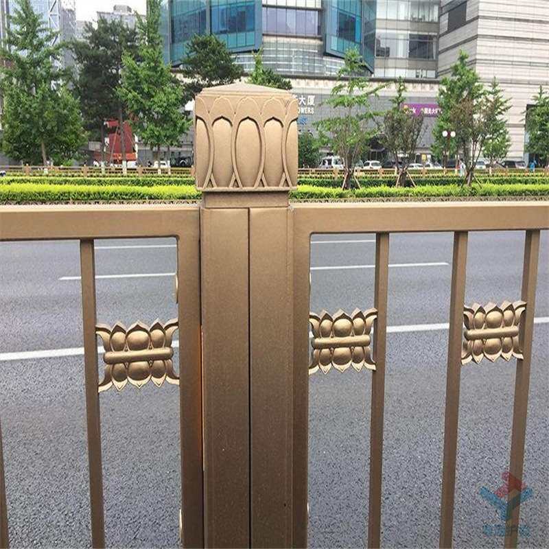 厂家供应黄金色护栏围栏莲花形道路护栏珠海横琴莲花款