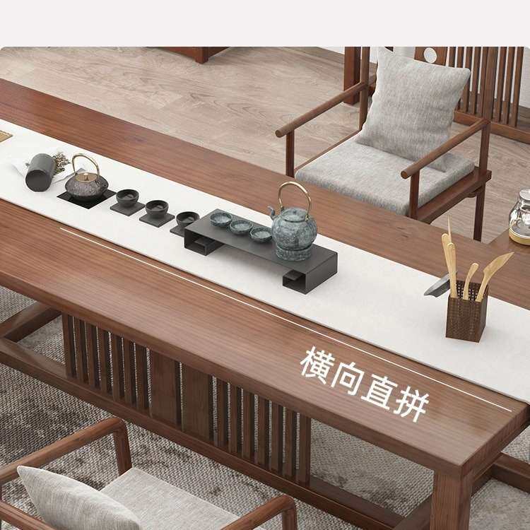 新中式办公室泡茶桌椅组合轻奢茶台实木茶桌禅意茶室茶几家具现代