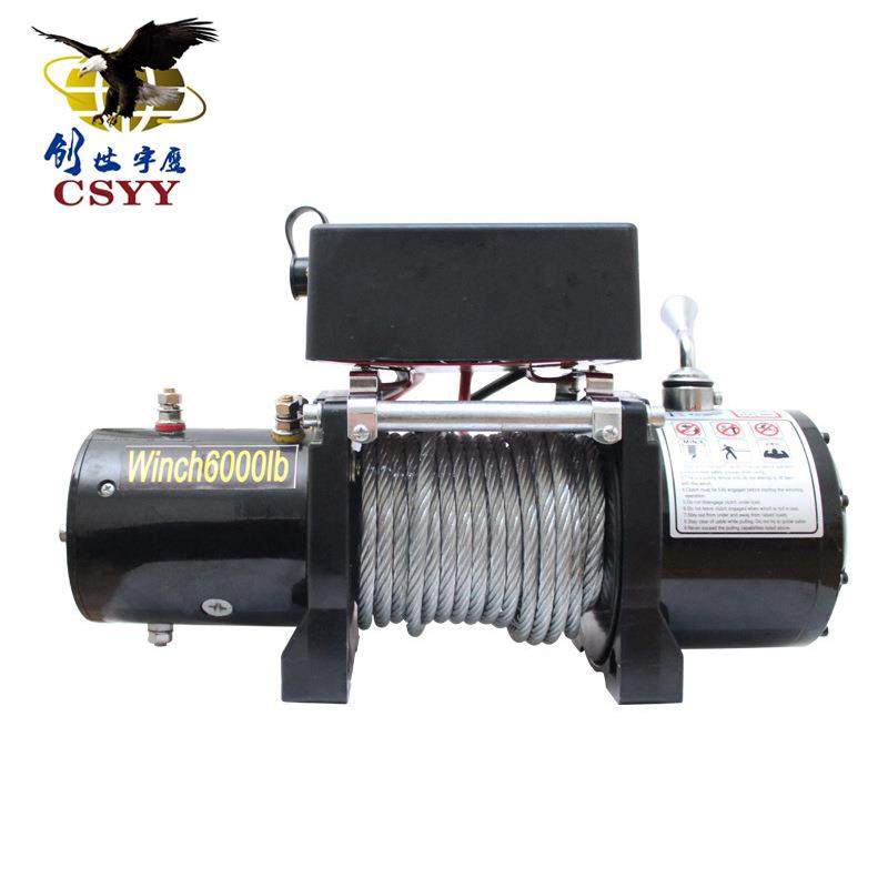 厂家供应12V电动绞盘车载式000磅越野车绞盘车载吊机电动绞盘