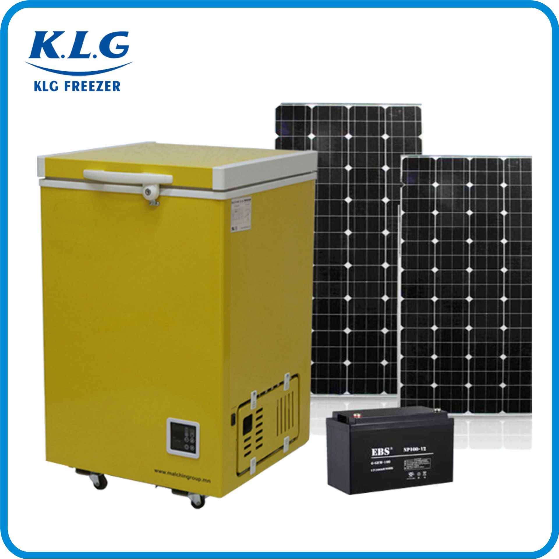 108L太阳能冰柜12V/24V车载直流冰箱商用移动冷藏柜冷冻柜直