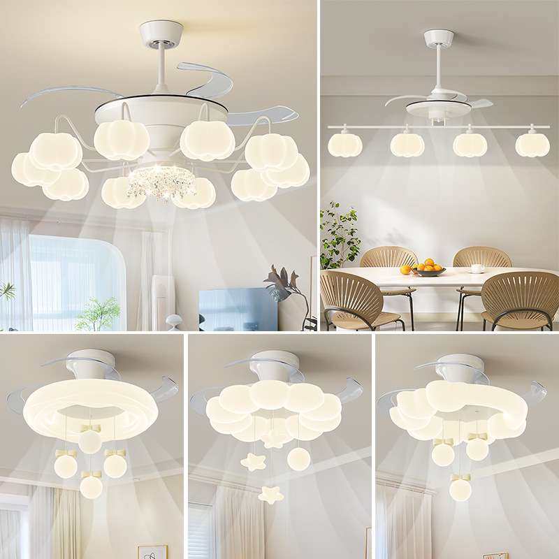 客厅吊扇灯北欧奶油风小南瓜隐形静音卧室餐厅吊扇灯全屋灯具套餐,3C数码配件,USB灯,淘宝优惠券,粉丝福利购,淘宝优惠卷